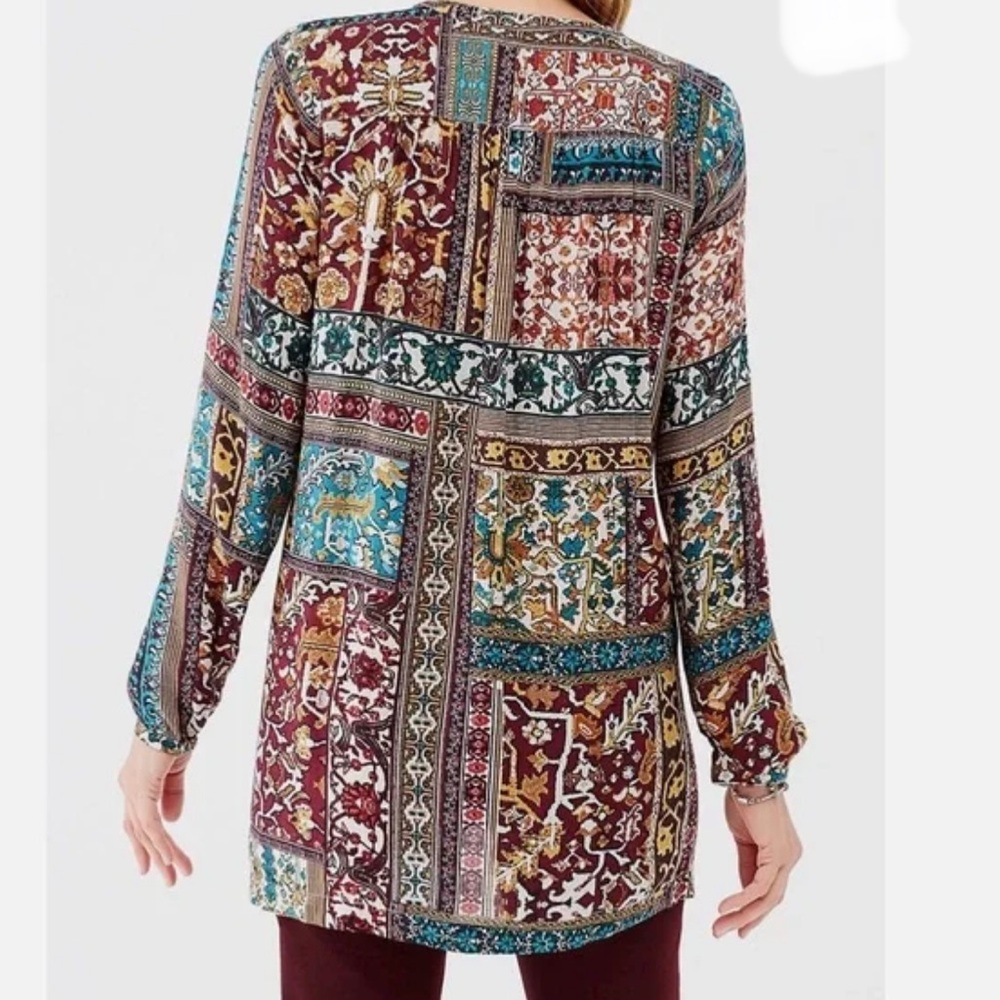 J. Jill Patchwork Tunic Button Down Top, Small - image 2